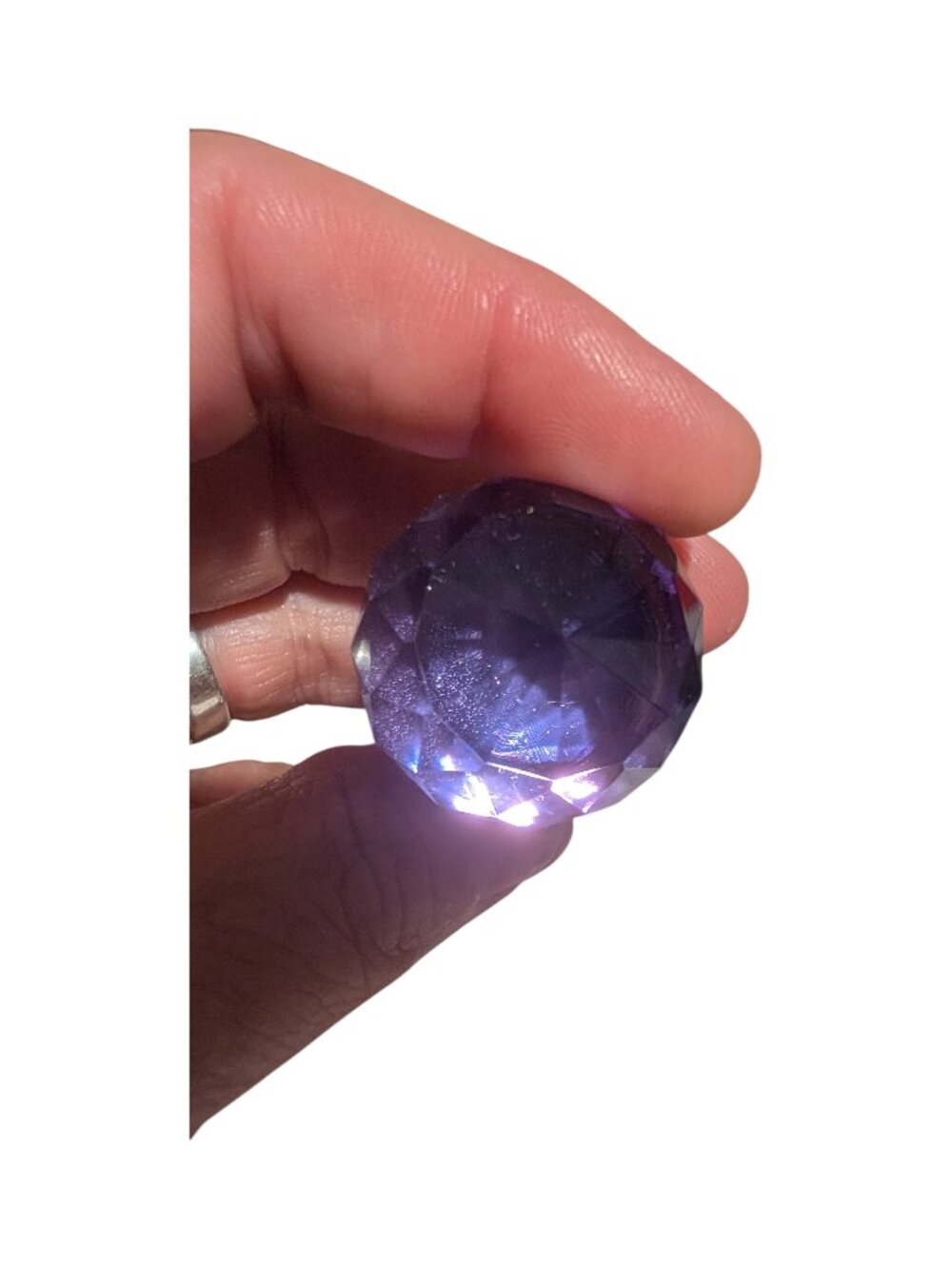 Set of 6 Purple Glass Drawer Pulls - Crystal Draw Knobs